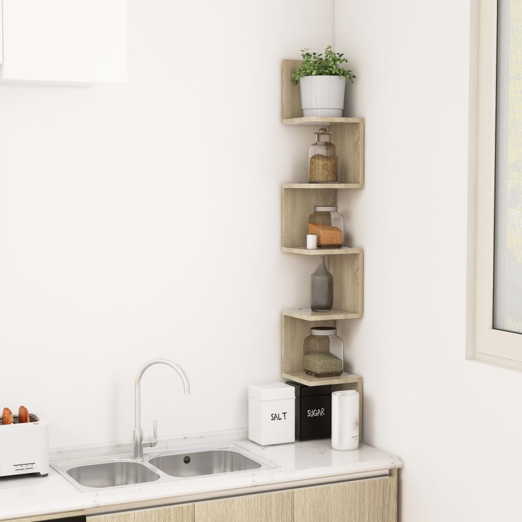 vidaXL Wand-Eckregal Sonoma-Eiche 20x20x127,5 cm Holzwerkstoff
