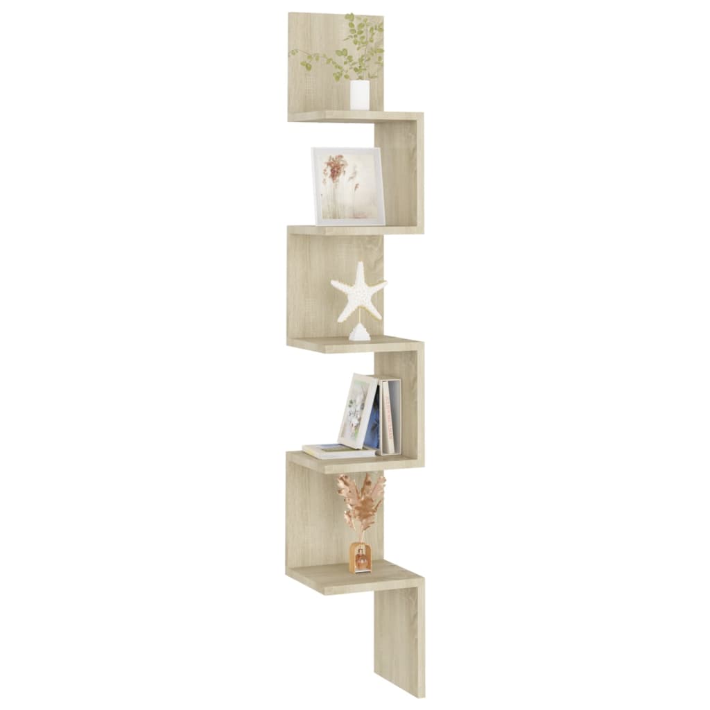 vidaXL Wand-Eckregal Sonoma-Eiche 20x20x127,5 cm Holzwerkstoff