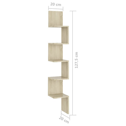 vidaXL Wand-Eckregal Sonoma-Eiche 20x20x127,5 cm Holzwerkstoff