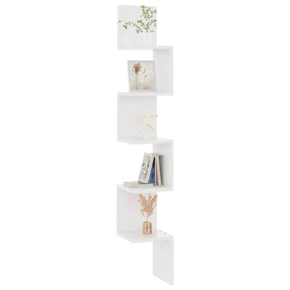vidaXL Wand-Eckregal Hochglanz-Weiß 20x20x127,5 cm Holzwerkstoff