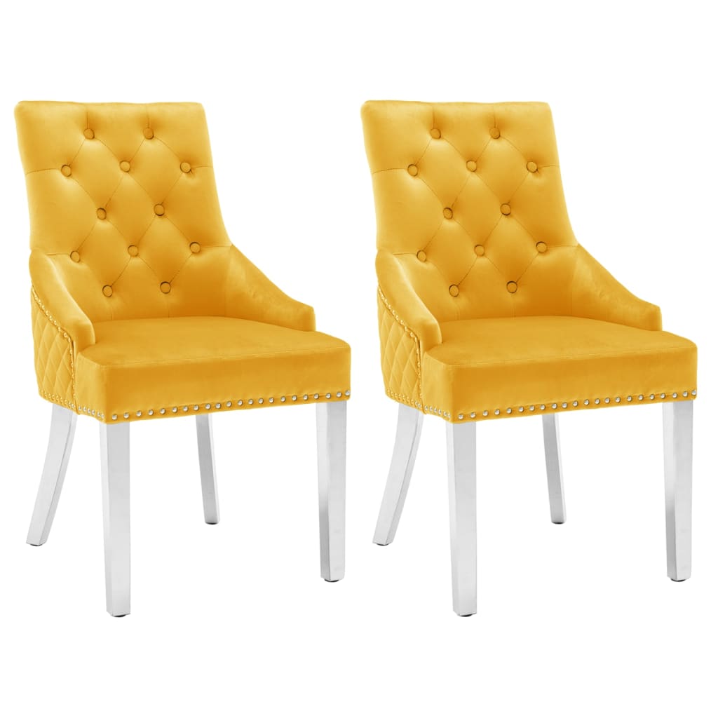vidaXL Chaises de salle à manger 2 pcs Jaune Velours