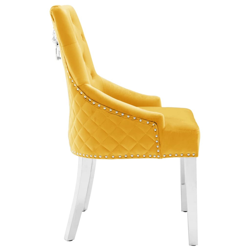 vidaXL Chaises de salle à manger 2 pcs Jaune Velours