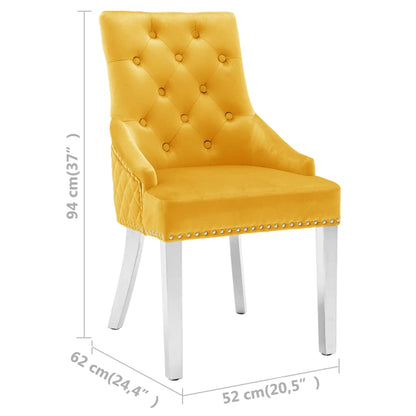 vidaXL Chaises de salle à manger 2 pcs Jaune Velours