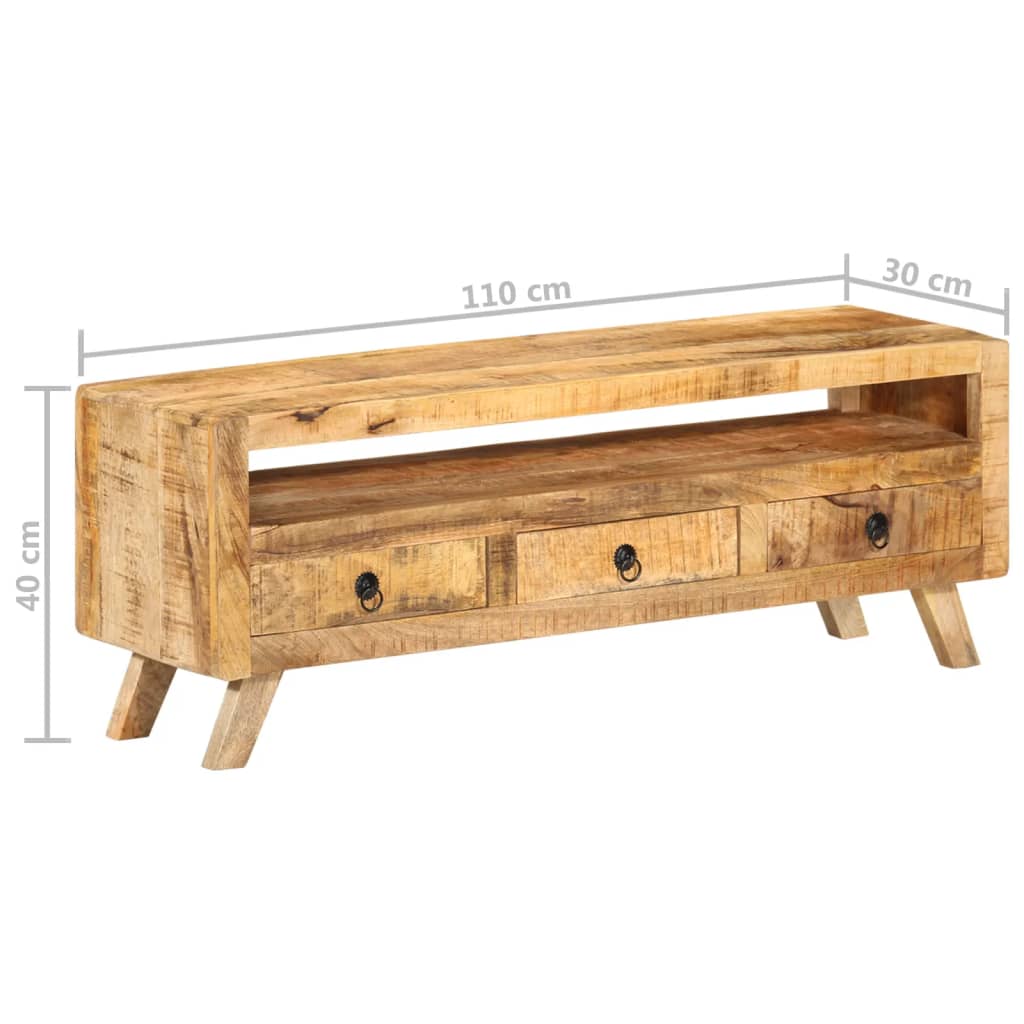 vidaXL Meuble TV 110x30x40 cm Bois de manguier massif