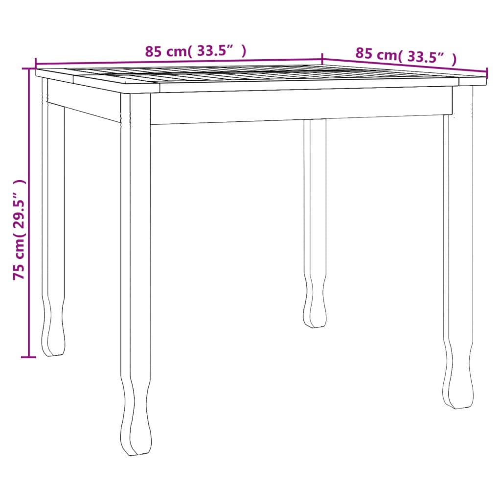 vidaXL Garten-Esstisch 85x85x75 cm Massivholz Teak