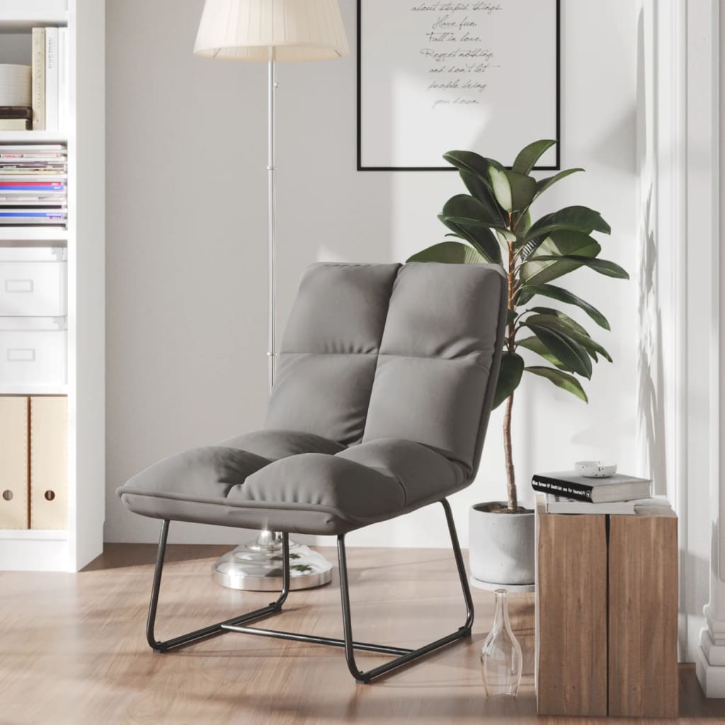 vidaXL Relaxstuhl mit Metallgestell Hellgrau Samt