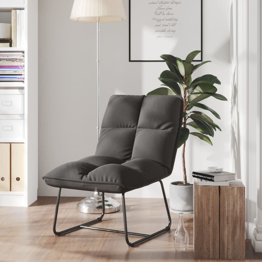 vidaXL Relaxstuhl mit Metallgestell Dunkelgrau Samt