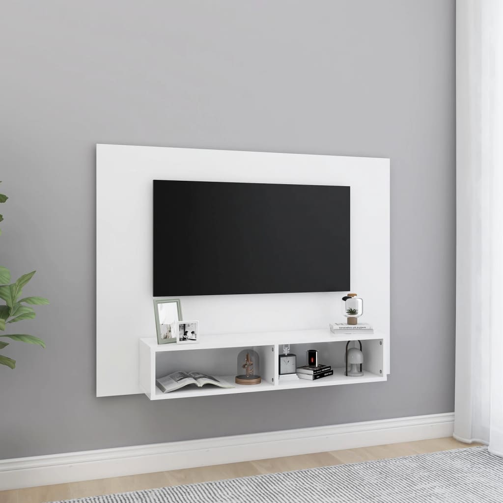vidaXL Meuble TV mural Blanc 120x23,5x90 cm Bois d'ingénierie