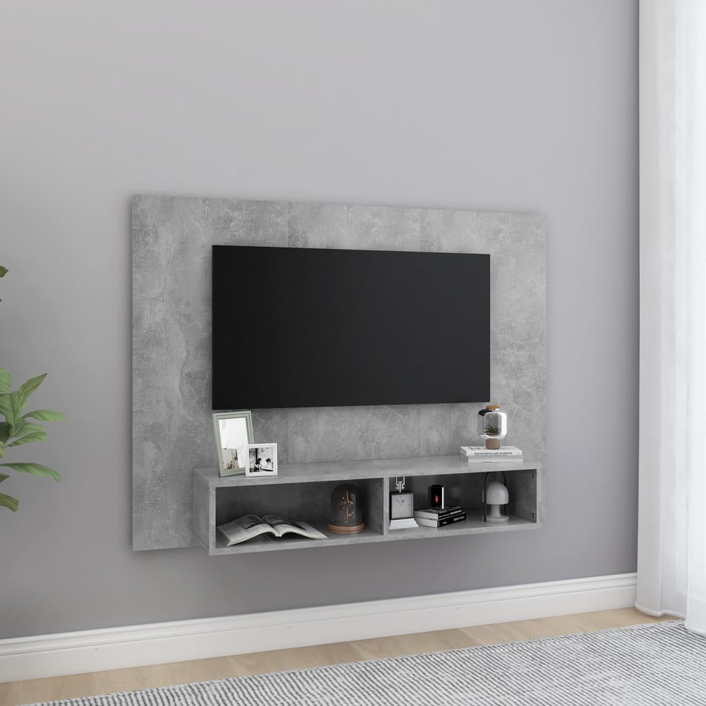 Meuble TV mural vidaXL gris béton 120x23,5x90 cm en bois d'ingénierie