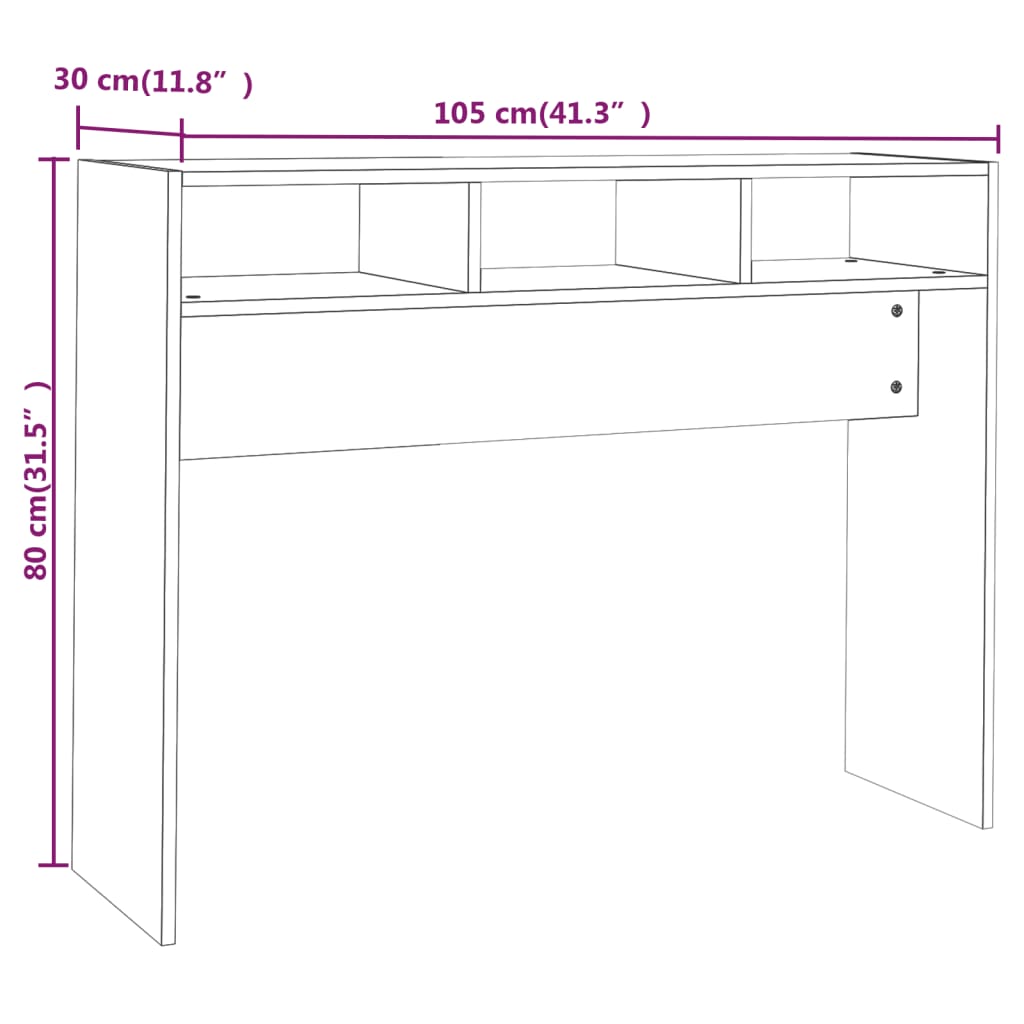 vidaXL Konsolentisch Schwarz 105x30x80 cm Holzwerkstoff