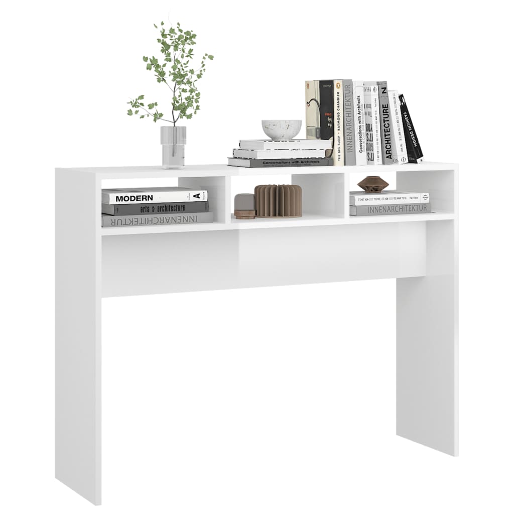 vidaXL Konsolentisch Hochglanz-Weiß 105x30x80 cm Holzwerkstoff
