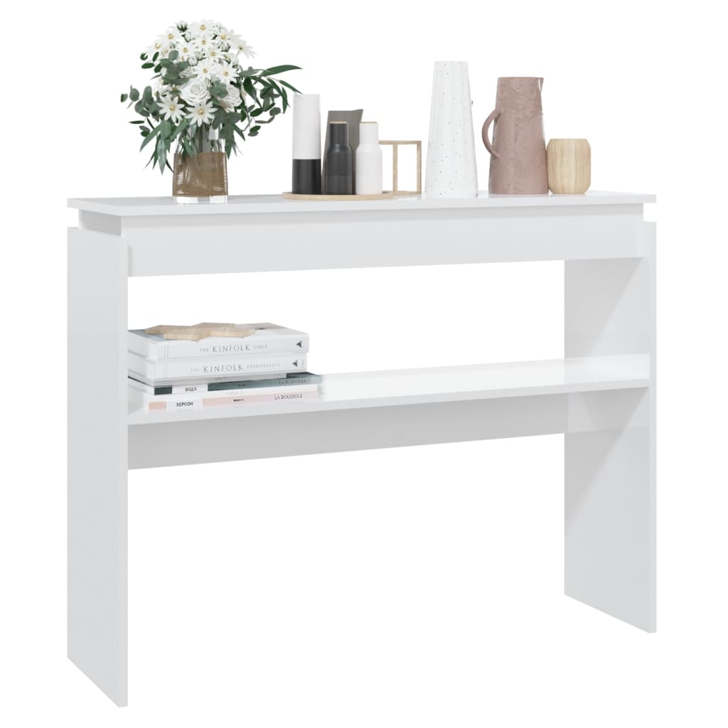 vidaXL Konsolentisch Hochglanz-Weiß 102x30x80 cm Holzwerkstoff