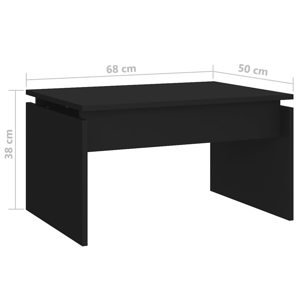 vidaXL Table basse noire 68x50x38 cm Bois d'ingénierie