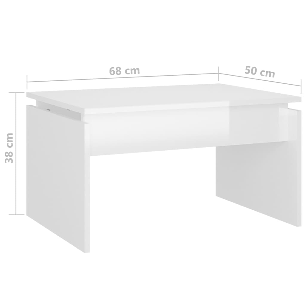 vidaXL Table basse blanc brillant 68x50x38 cm Bois d'ingénierie