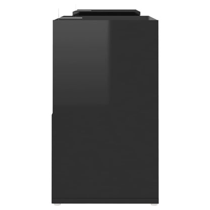 vidaXL Meuble TV Noir brillant 104x30x52 cm Aggloméré