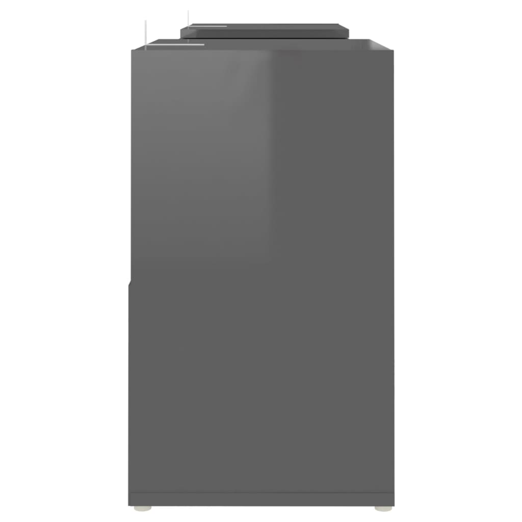 vidaXL Meuble TV Gris brillant 104x30x52 cm Bois d'ingénierie