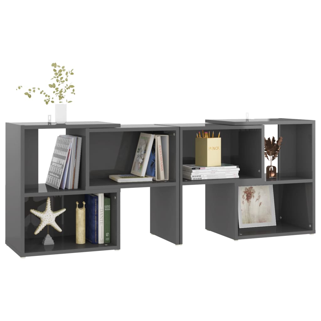 vidaXL Meuble TV Gris brillant 104x30x52 cm Bois d'ingénierie