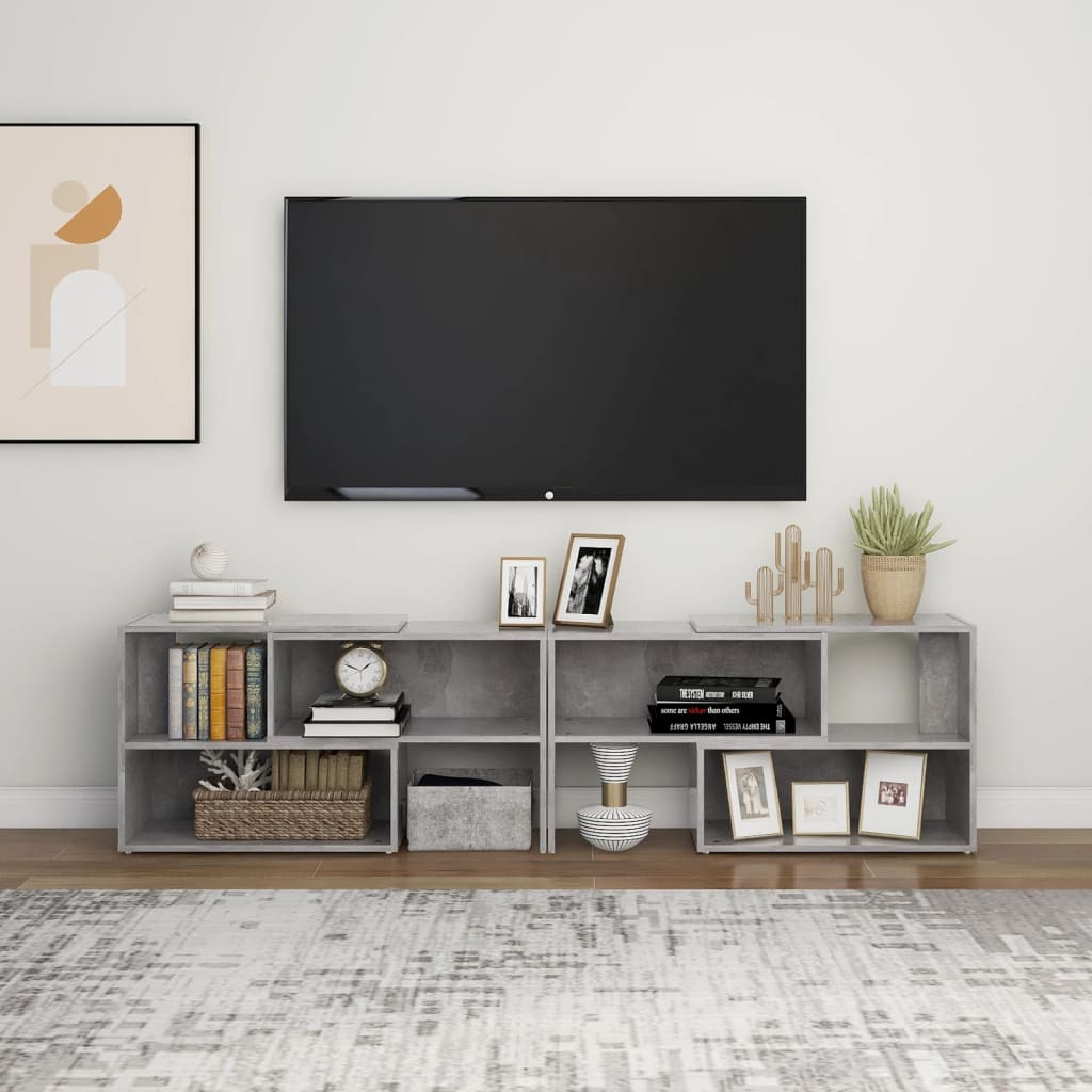vidaXL Meuble TV gris béton 149x30x52 cm Aggloméré