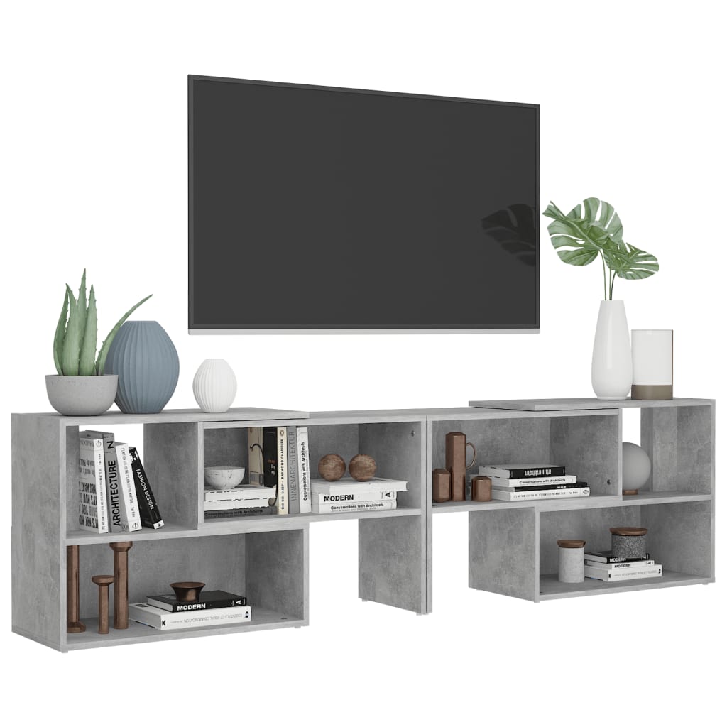 vidaXL Meuble TV gris béton 149x30x52 cm Aggloméré
