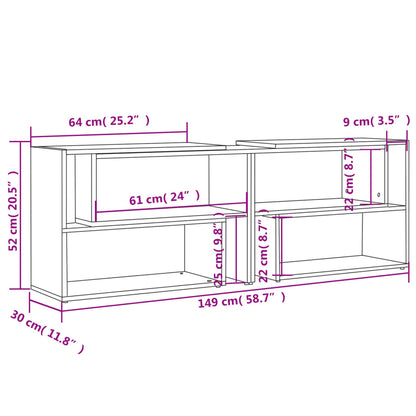 vidaXL Meuble TV gris béton 149x30x52 cm Aggloméré