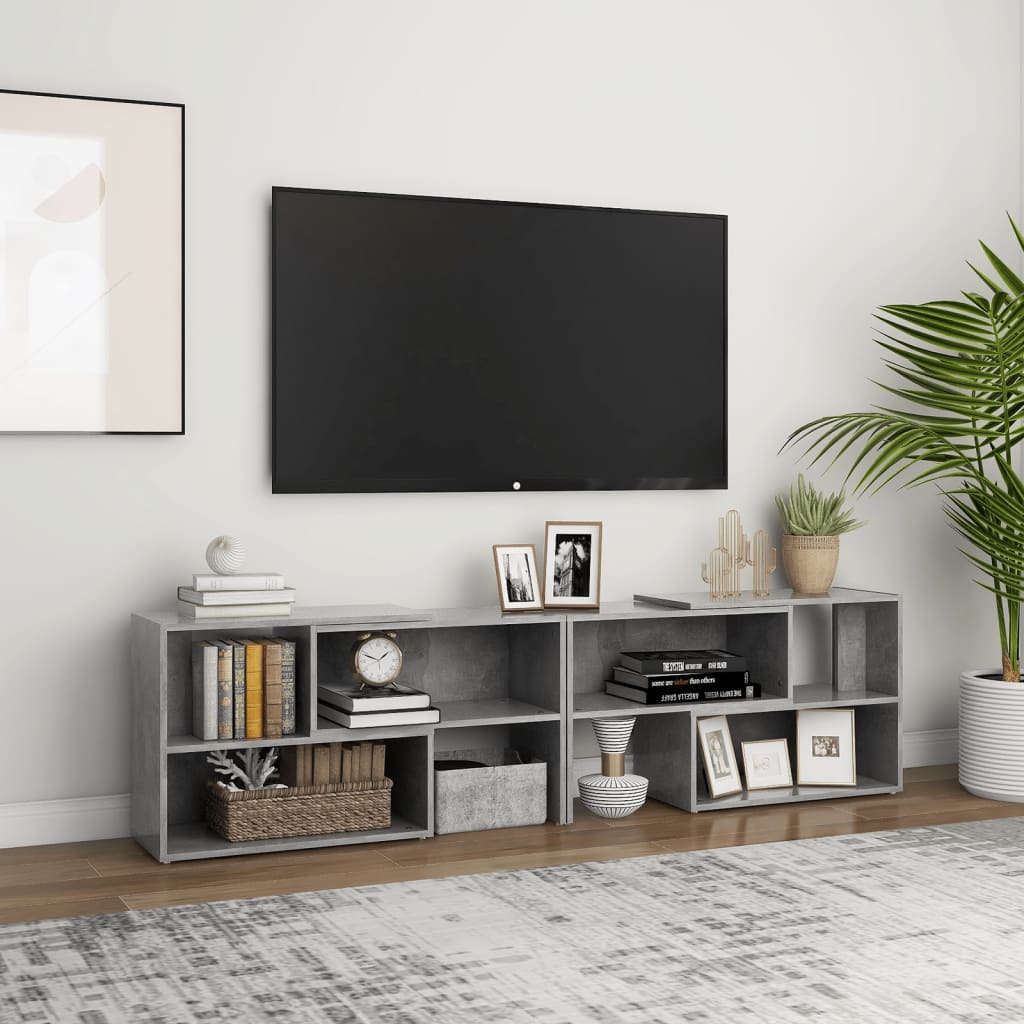 vidaXL Meuble TV gris béton 149x30x52 cm Aggloméré