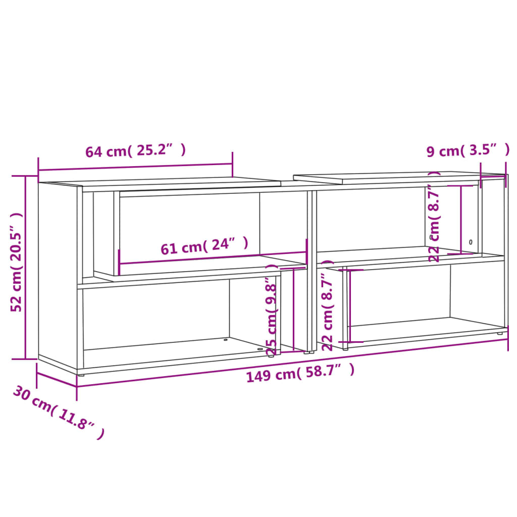 vidaXL TV-Schrank Hochglanz-Weiß 149x30x52 cm Holzwerkstoff