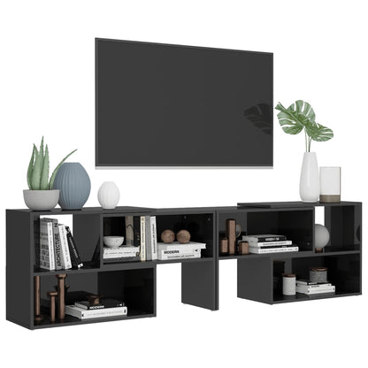 vidaXL Meuble TV gris brillant 149x30x52 cm Aggloméré