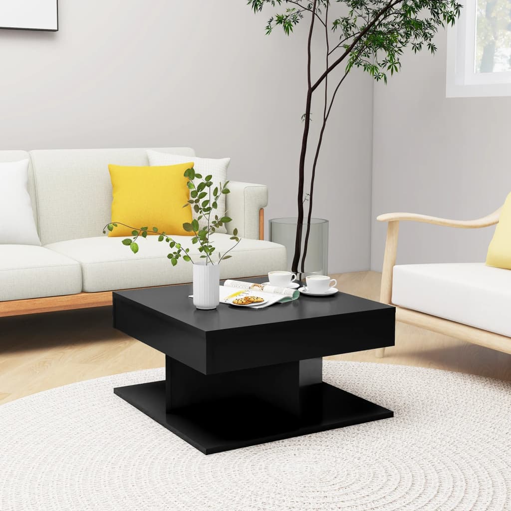 vidaXL Table basse noire 57x57x30 cm en bois d'ingénierie