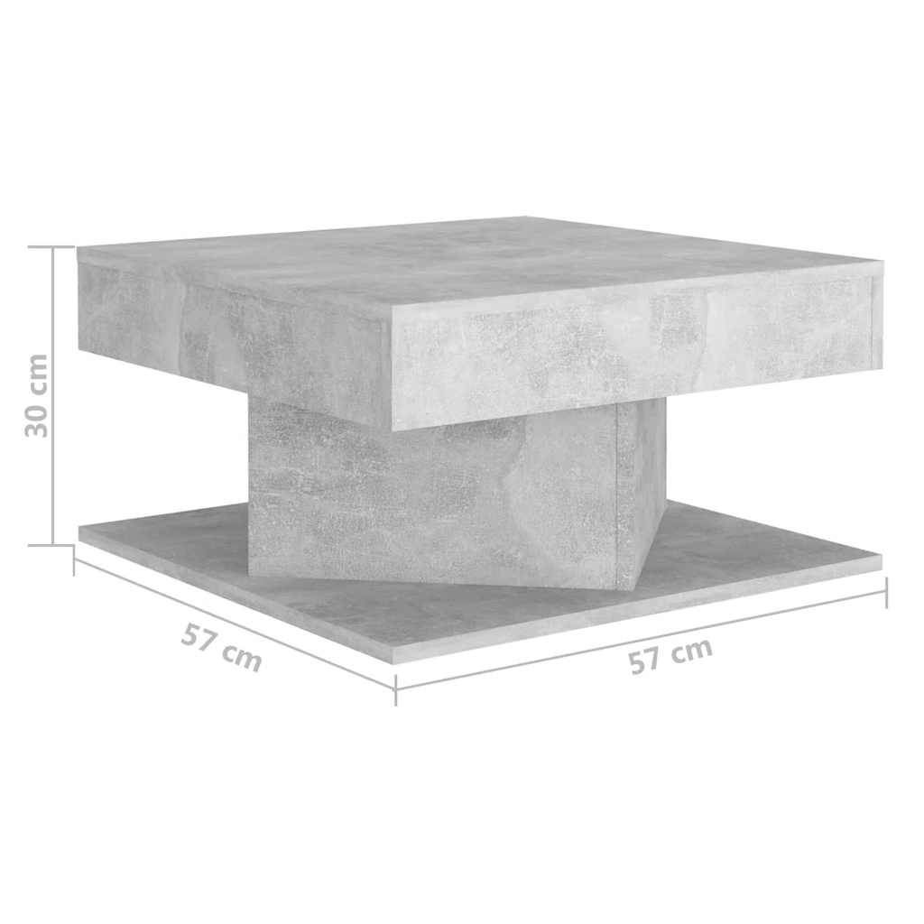 vidaXL Table basse gris béton 57x57x30 cm bois d'ingénierie