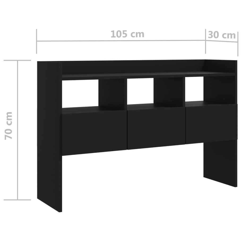 vidaXL Commode noire 105x30x70 cm en bois d'ingénierie