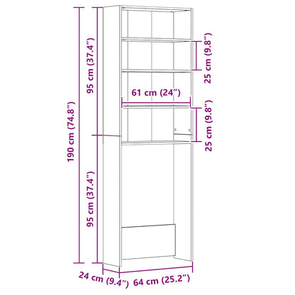 Waschmaschinenschrank Schwarz 64x24x190 cm