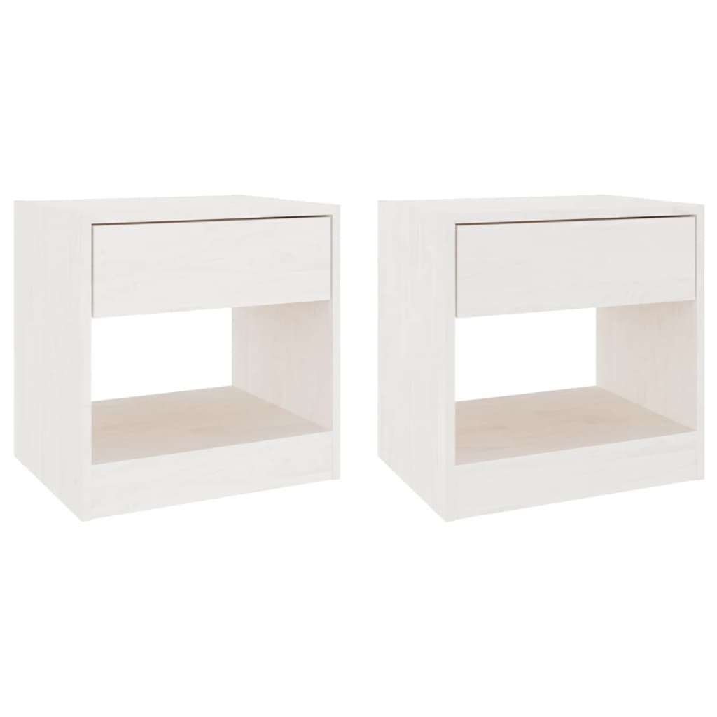 vidaXL Nachttische 2 Stk. Weiß 40x31x40 cm Massivholz Kiefer