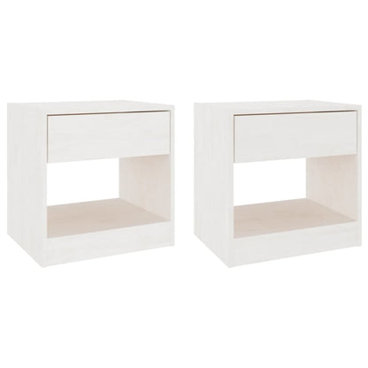 vidaXL Nachttische 2 Stk. Weiß 40x31x40 cm Massivholz Kiefer
