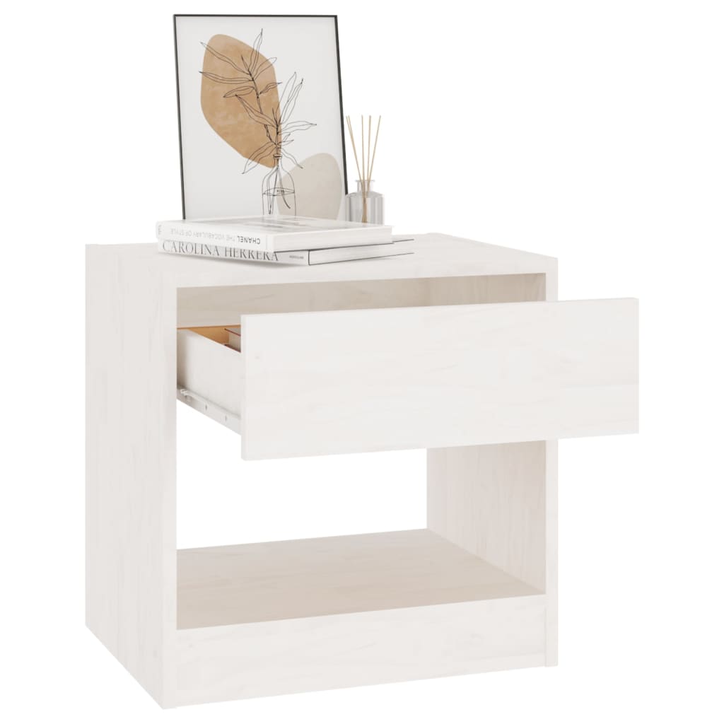 vidaXL Nachttische 2 Stk. Weiß 40x31x40 cm Massivholz Kiefer