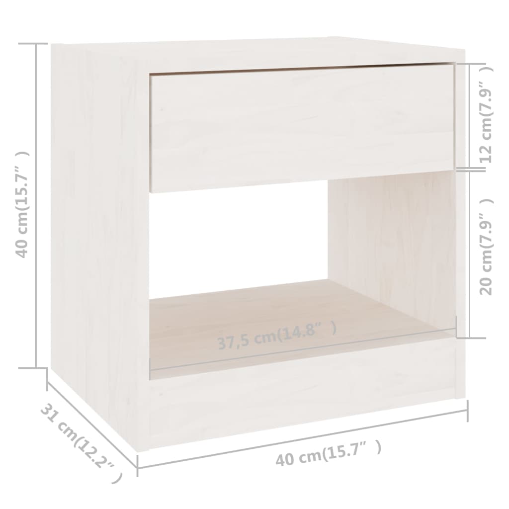 vidaXL Nachttische 2 Stk. Weiß 40x31x40 cm Massivholz Kiefer
