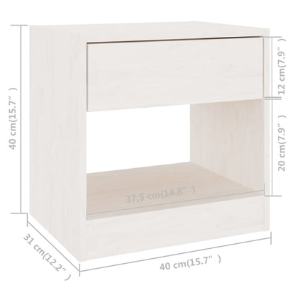 vidaXL Nachttische 2 Stk. Weiß 40x31x40 cm Massivholz Kiefer