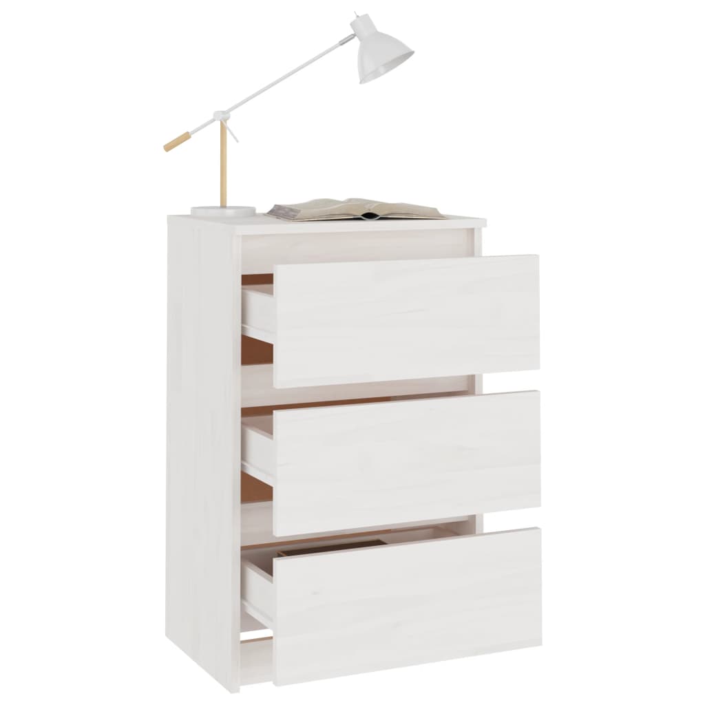 vidaXL Nachtschrank Weiß 40x29,5x64 cm Massivholz Kiefer