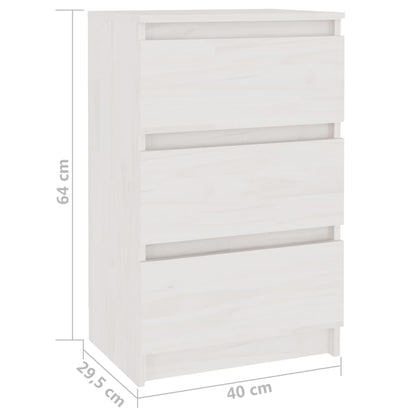 vidaXL Nachtschrank Weiß 40x29,5x64 cm Massivholz Kiefer
