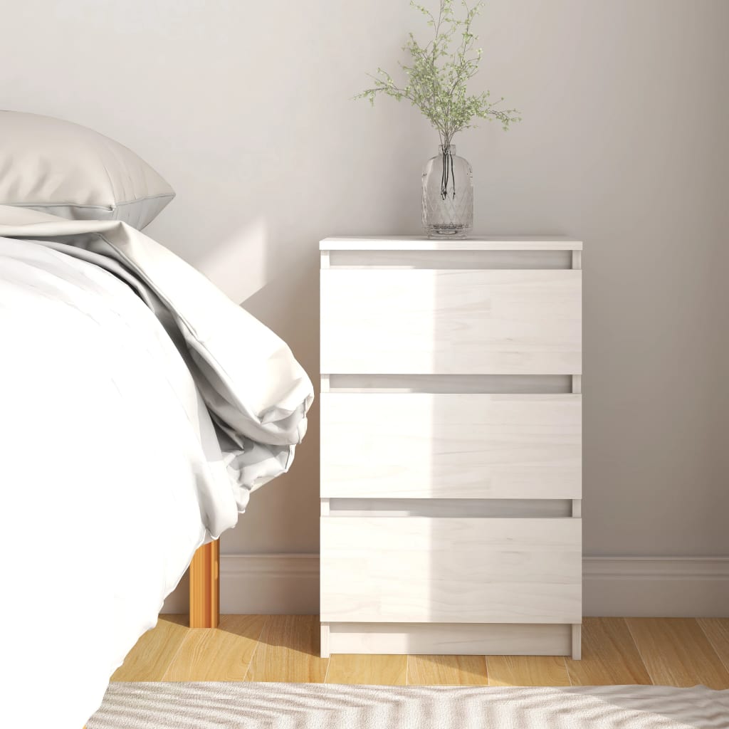 vidaXL Nachtschrank Weiß 40x29,5x64 cm Massivholz Kiefer