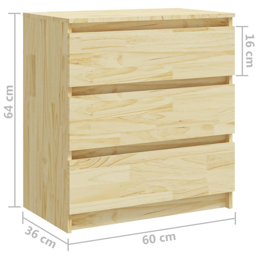 vidaXL Nachtschrank 60x36x64 cm Massivholz Kiefer
