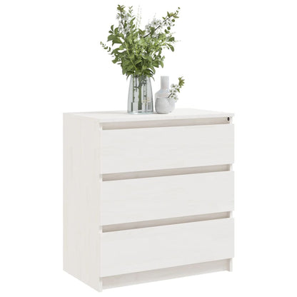 vidaXL Nachtschrank Weiß 60x36x64 cm Massivholz Kiefer