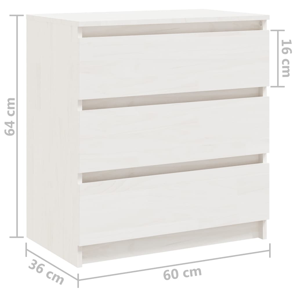 vidaXL Nachtschrank Weiß 60x36x64 cm Massivholz Kiefer