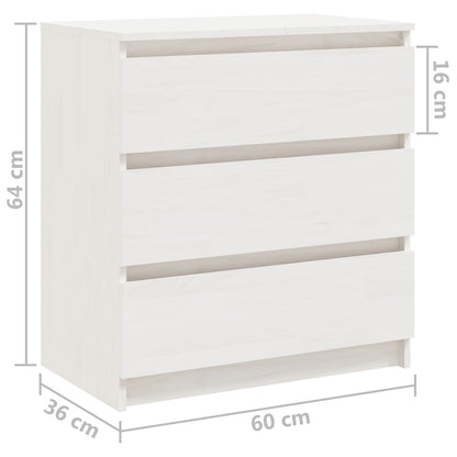 vidaXL Nachtschrank Weiß 60x36x64 cm Massivholz Kiefer