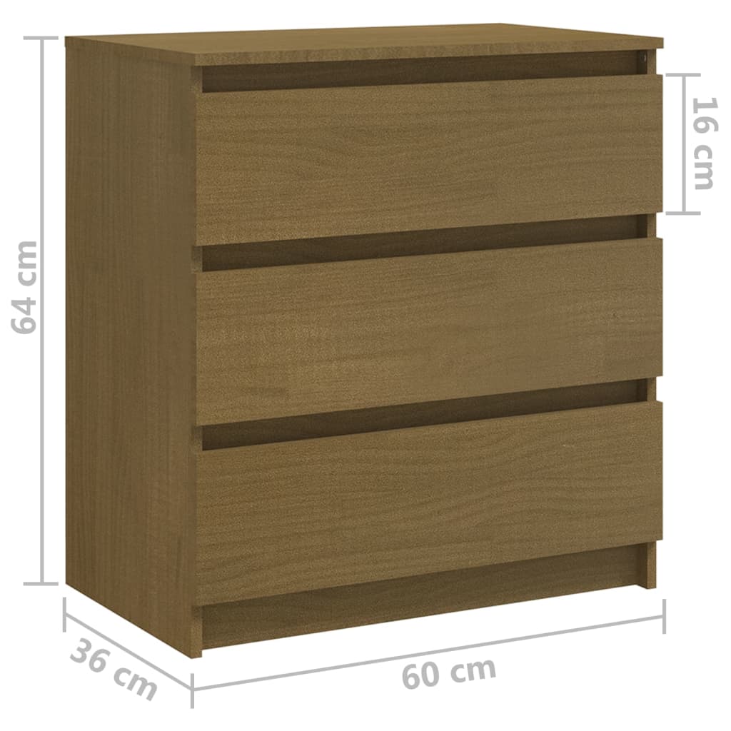 vidaXL Nachtschrank Honigbraun 60x36x64 cm Massivholz Kiefer