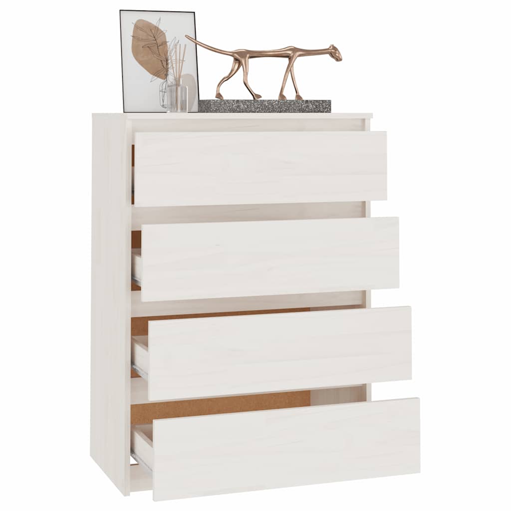 vidaXL Beistellschrank Weiß 60x36x84 cm Massivholz Kiefer