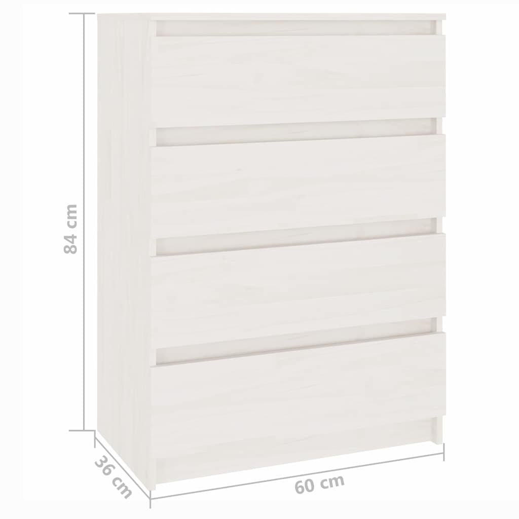 vidaXL Beistellschrank Weiß 60x36x84 cm Massivholz Kiefer