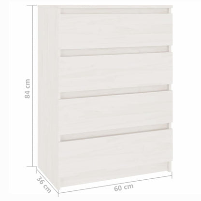 vidaXL Beistellschrank Weiß 60x36x84 cm Massivholz Kiefer