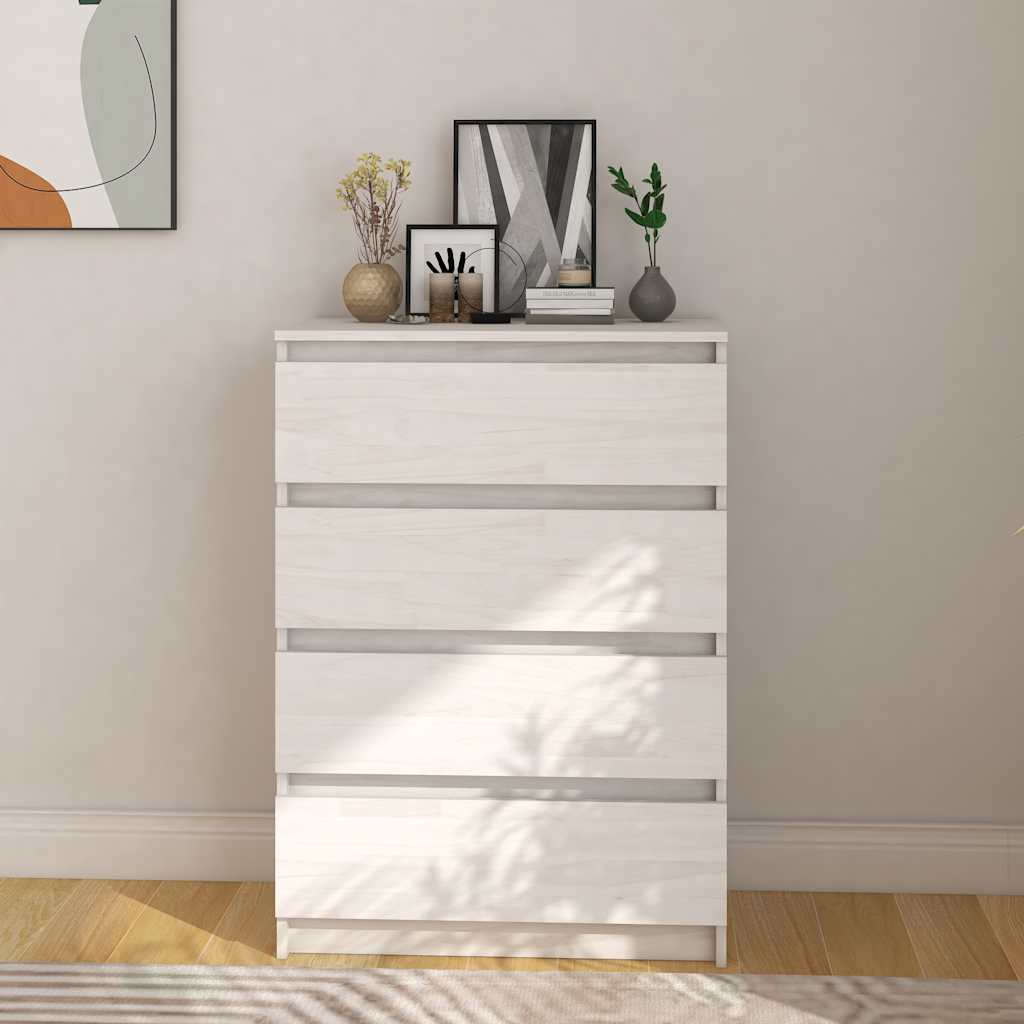 vidaXL Beistellschrank Weiß 60x36x84 cm Massivholz Kiefer