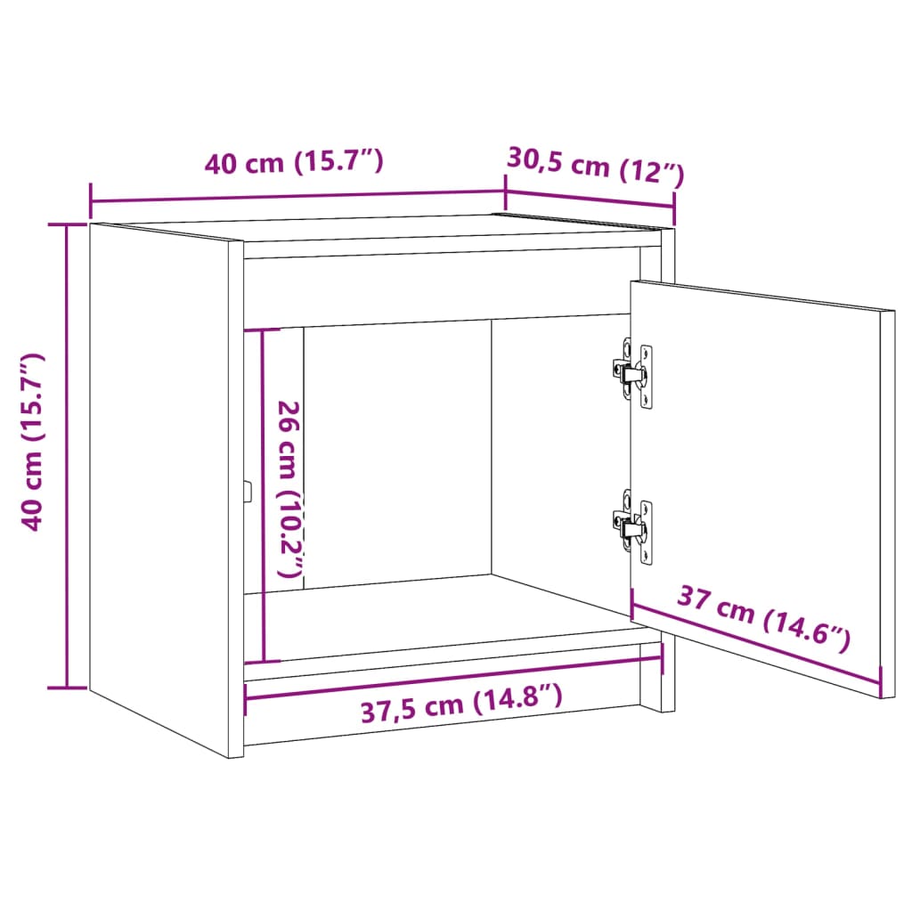 vidaXL Nachtschrank Weiß 40x30,5x40 cm Massivholz Kiefer