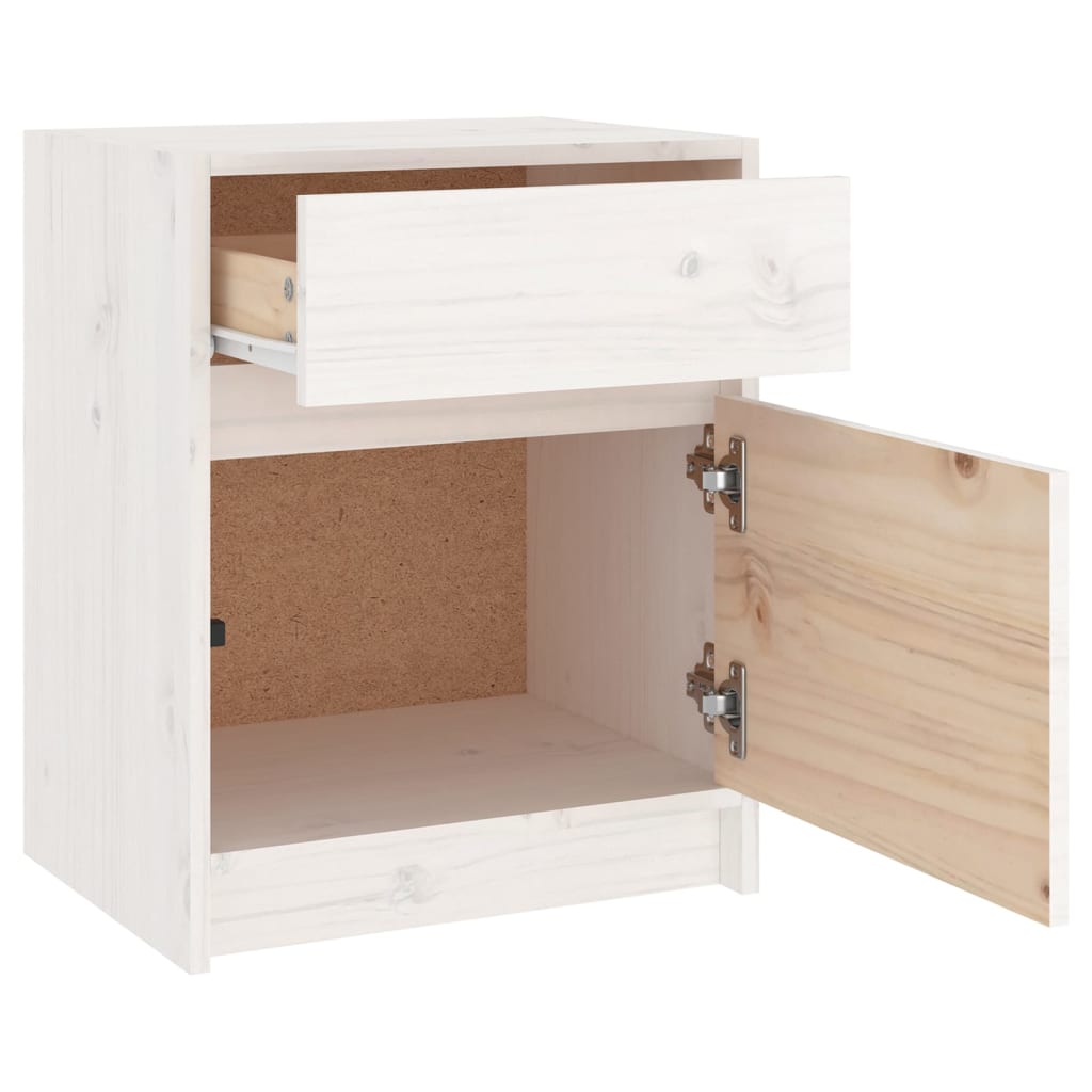 vidaXL Nachtschrank Weiß 40x31x50 cm Massivholz Kiefer
